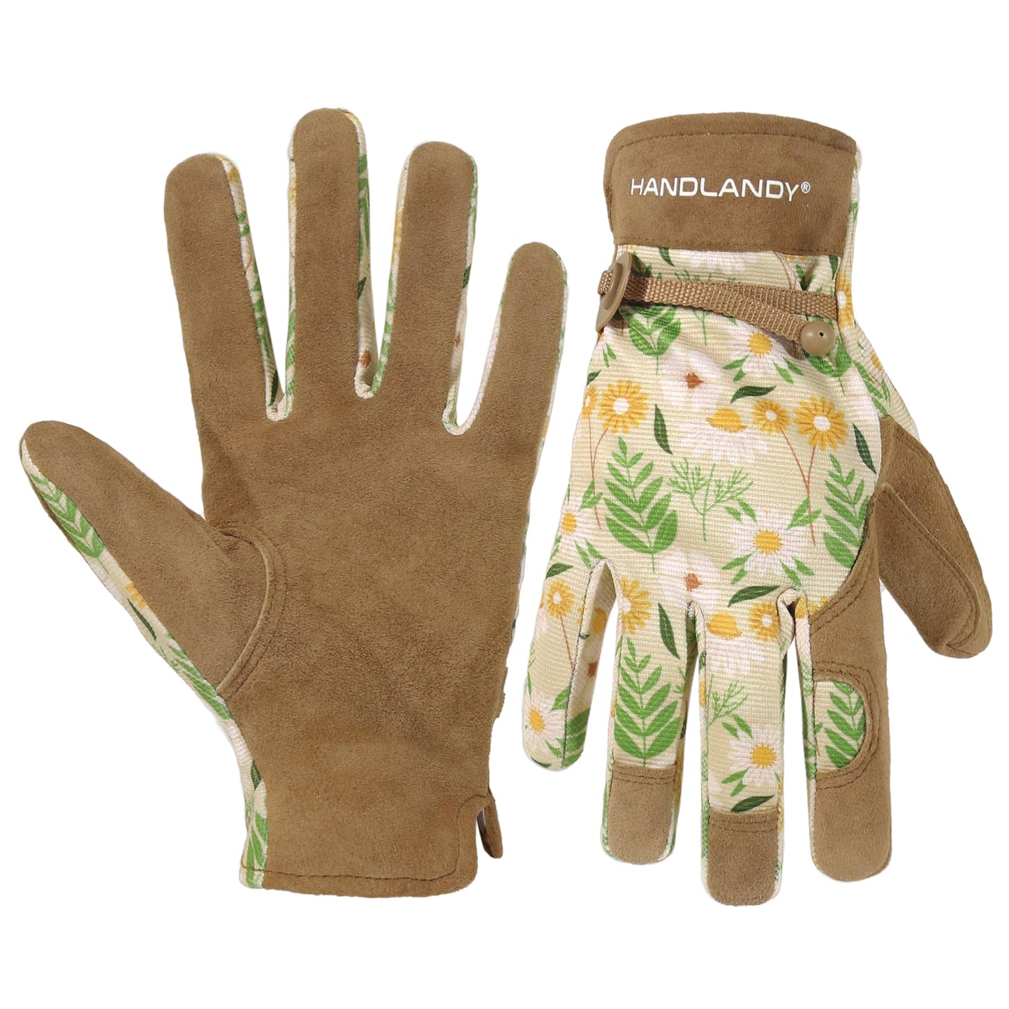HANDLANDY Gardening Gloves for Women, Utility Goatskin Leather Safety Work Gloves Breathable Ladies Leather Garden Yard Gloves, Best Gift for Gardeners, Large