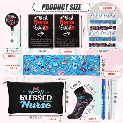 72 Pcs Nurse Week Gifts Bulk 2026,Nurses Appreciation Gift Set for Women Socks Makeup Bag Penlight Badge Reels Headband Bracelet Hair Rope for Graduation Gratitude Employees Doctor Hospital Staff Team