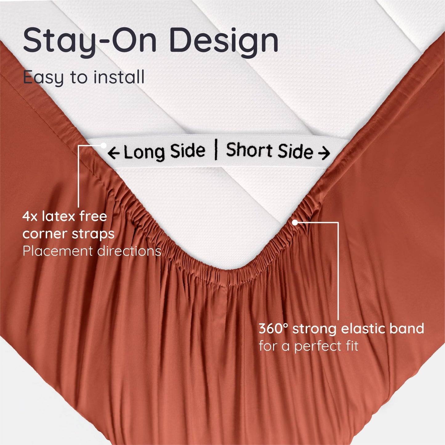 Bambaw 100% Viscose Derived from Bamboo Fitted Sheets King Size, Cooling Fitted Sheets King Size, 16’’ Deep Pocket, Breathable Bottom Sheet Only (Terracotta)
