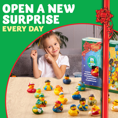JOYIN 24 Days Christmas Advent Calendar 2025, Rubber Ducks for Boys Girls Kids and Toddlers, Party Favor Xmas Gifts, Halloween Rubber Ducky Bath Toys, Kids Xmas Fun Ducks, Christmas Countdown