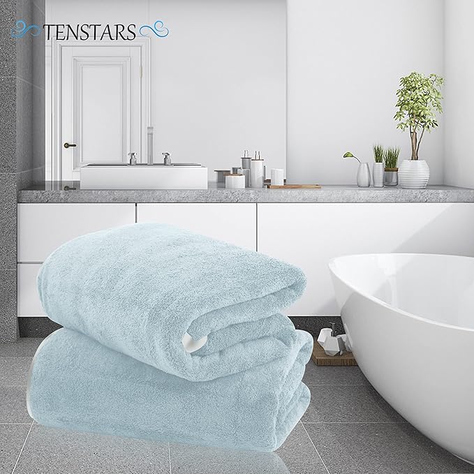 TENSTARS Silk Hemming Bath Towels