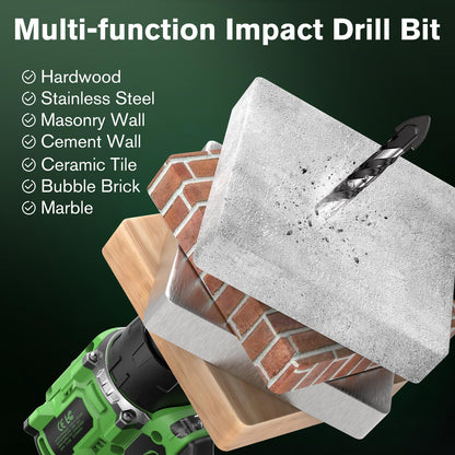 Ginour 21V Brushless Cordless Combi Drill Set, 2x1.5Ah, Hammer Drill 50Nm, compatible with Makita 18V Battery, 23+3 Torque, 2 Speed, 48PCS Electric Screwdriver kit, Impact drill for Masonry Wood Metal