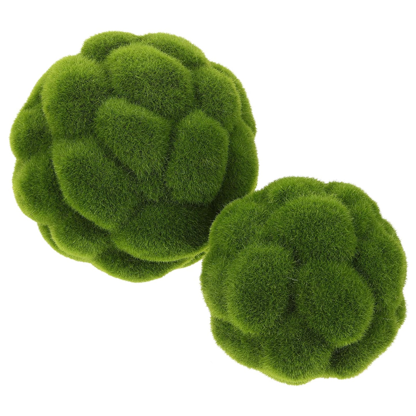 STOBAZA Moss Balls 2 PCS Green Moss Balls Decorative for Bowl Filler, Artificial Greenery Faux Mossy Globes for Forest Core Home Centerpiece Vase Party Wedding Decors - 4" W and 4.7" W