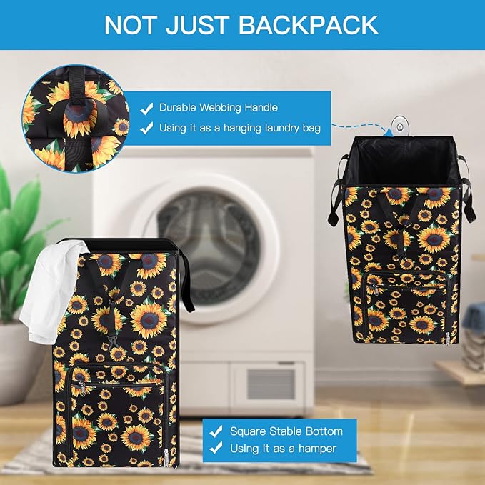Bukere Laundry Hamper, Extra Large 2 in 1 Laundry Backpack Bag