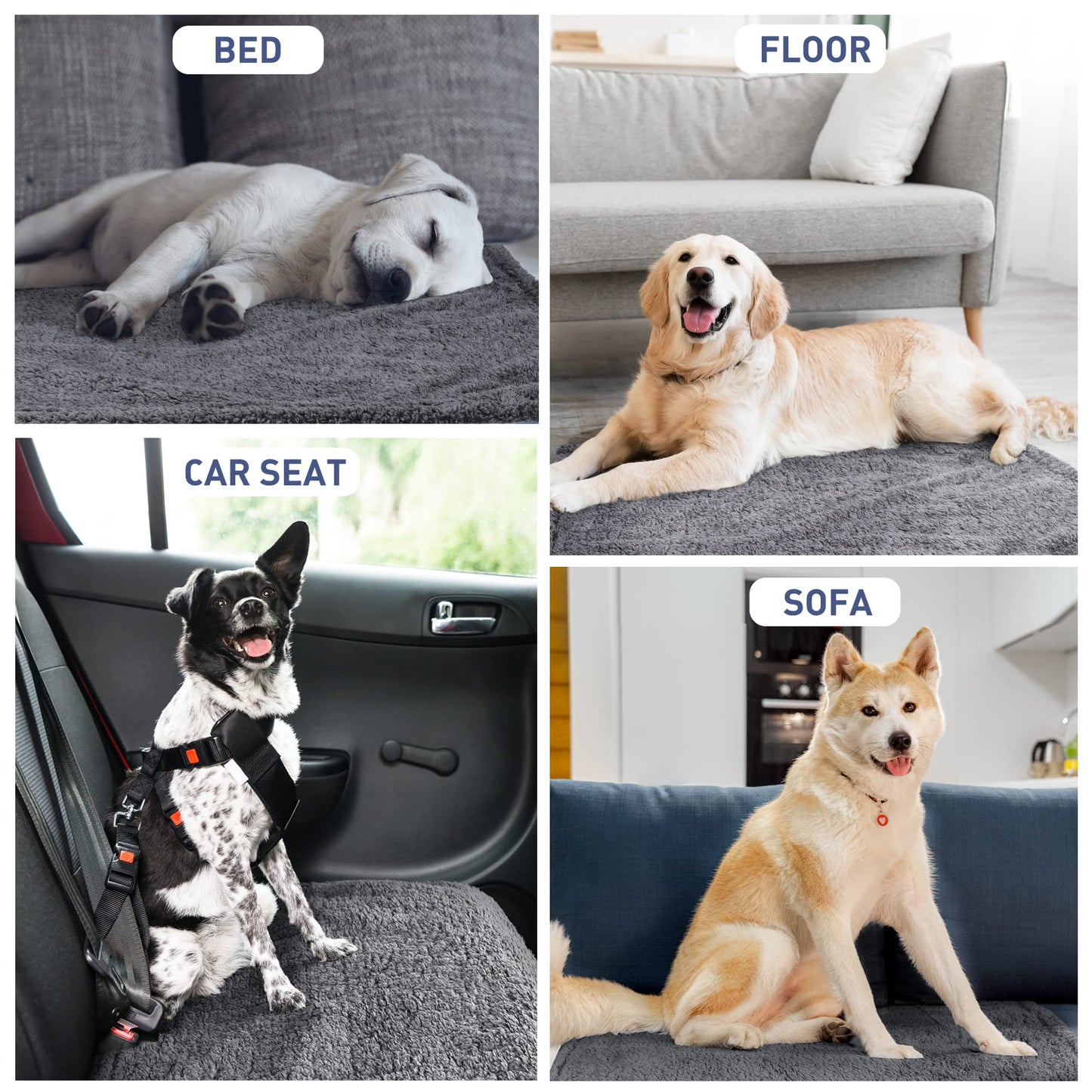 Pawsee Waterproof Dog Blanket Washable, Sherpa Fleece Pet Blanket for Puppies Cats Dogs, Reversible Waterproof Protector Cover for Dog Sofa Bed, 125 x 75 cm, Gray/Tuape
