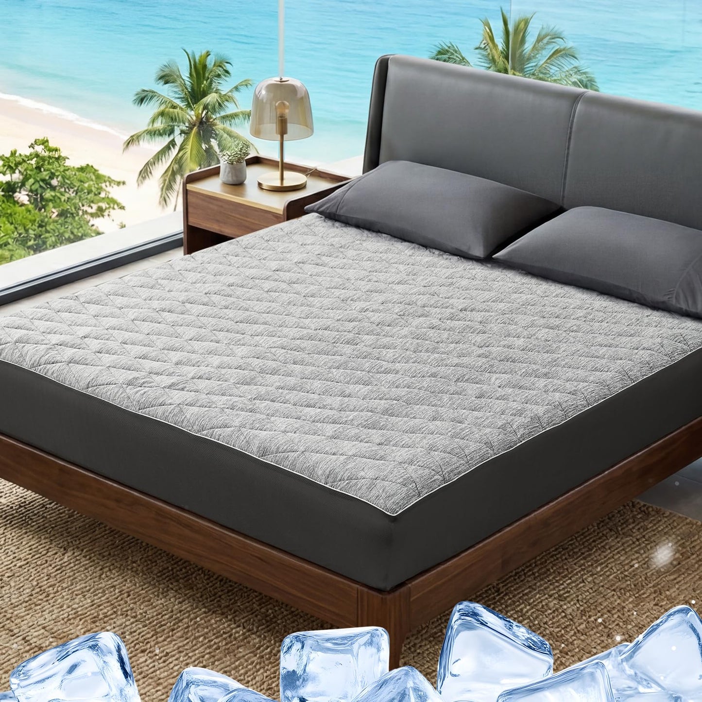 Cozy Bliss Leakproof Cooling Mattress Protector Full, Q-Max 0.45 Soft Noiseless Breathable Mattress Topper Cover, with Deep Pocket Fits 8–18 Inches for Summer Bed Hot Sleepers, Grey