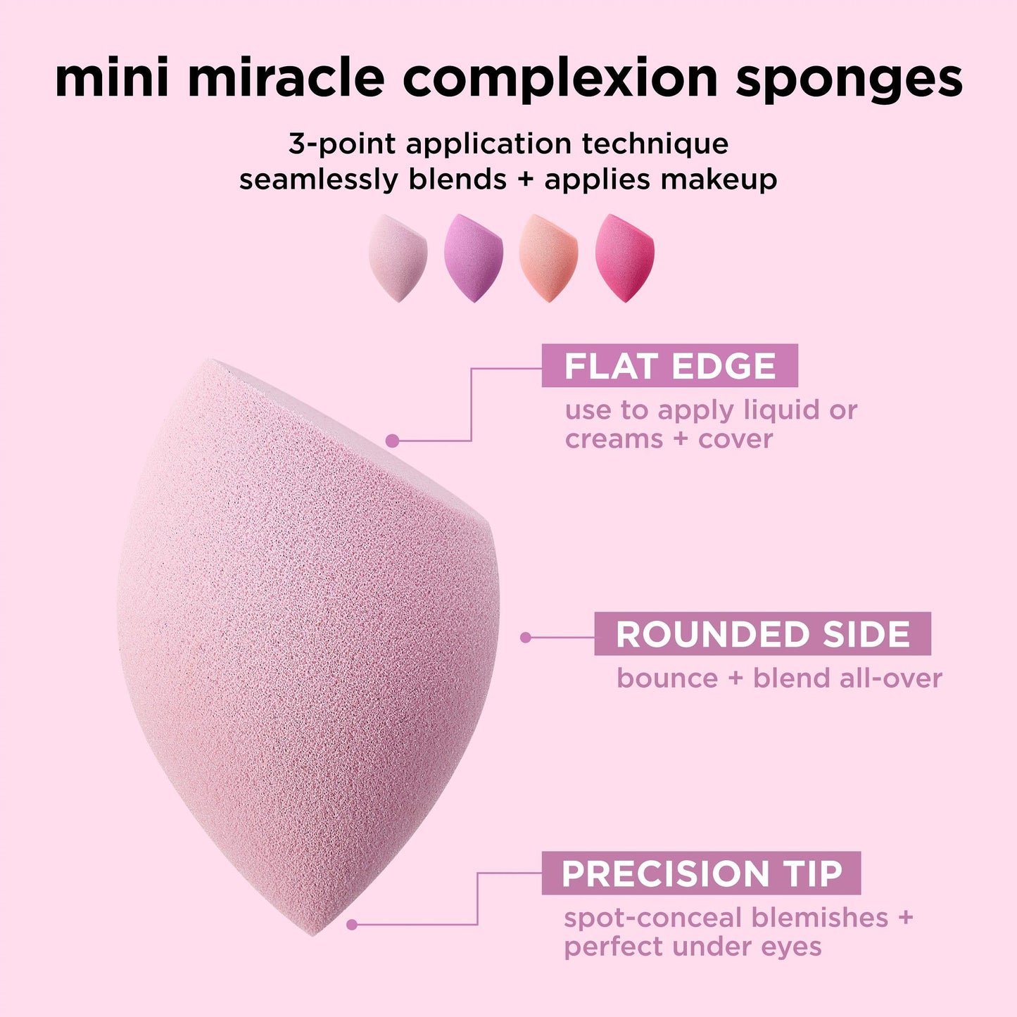 Real Techniques Ultimate Makeup Sponge Trio, Makeup Blending Sponges, For Liquid, Cream, & Powder Products, Powder & Foundation Sponges, Mini Makeup Sponge, Latex-Free Foam, Travel-Friendly, 3 Count