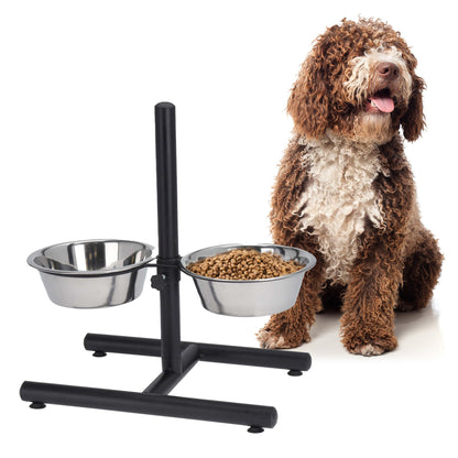 idooka Raised Dog Bowls with Stand Adjustable and Non-Slip - 2x Dishwasher Safe Metal Stainless Steel Raised Dog Bowl for Dog Food Dry or Wet and Water - Dog Accessories for Large or Elderly Dogs