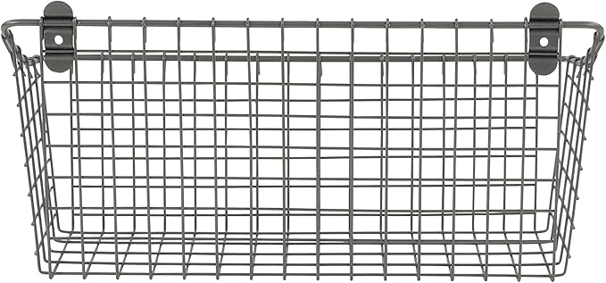 Spectrum Extra Large Wire Wall Mount Storage Basket Industrial Gray, Vintage