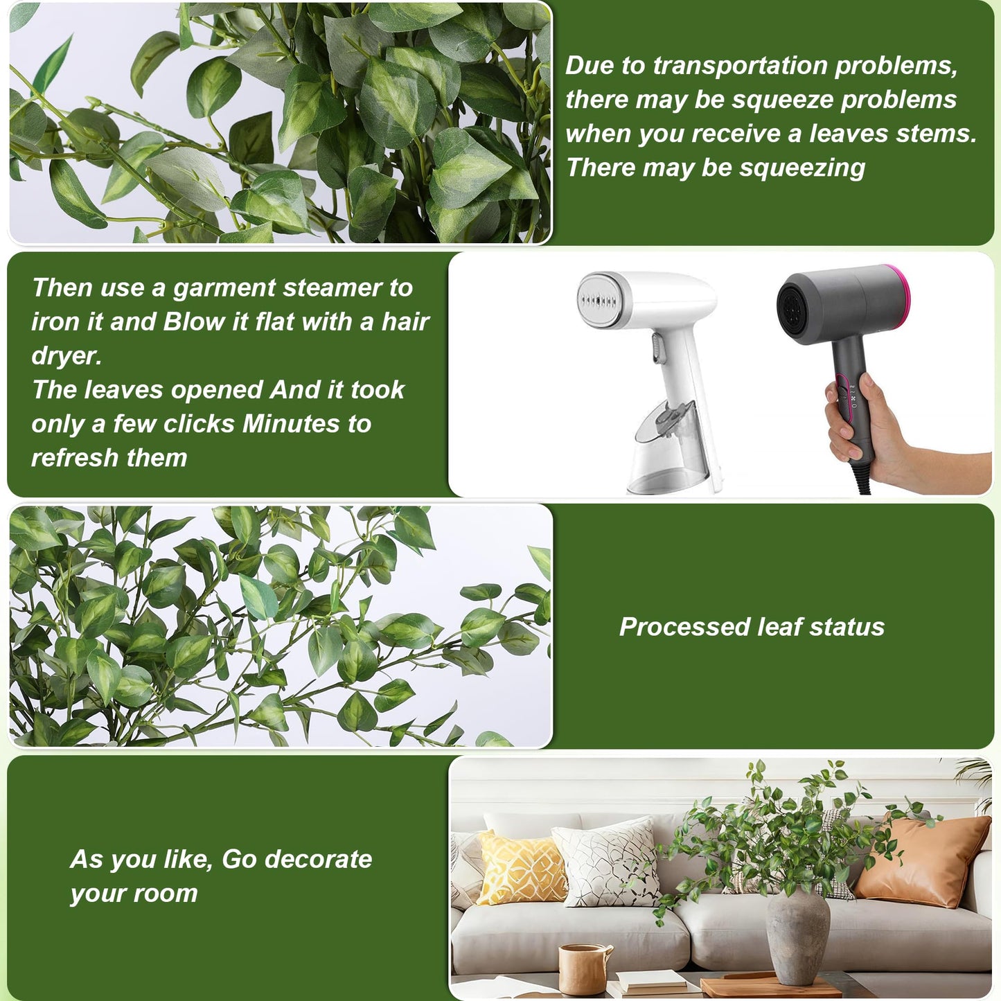 HyeFlora 5PCS Artificial Eucalyptus Leaves Stem Plants for Spring Decor, 32.7 inch Fake Leaves Greenery Branches Green Shrubs Silk Faux Foliage DIY Stems for Festival Home Kitchen Farmhouse(Green)