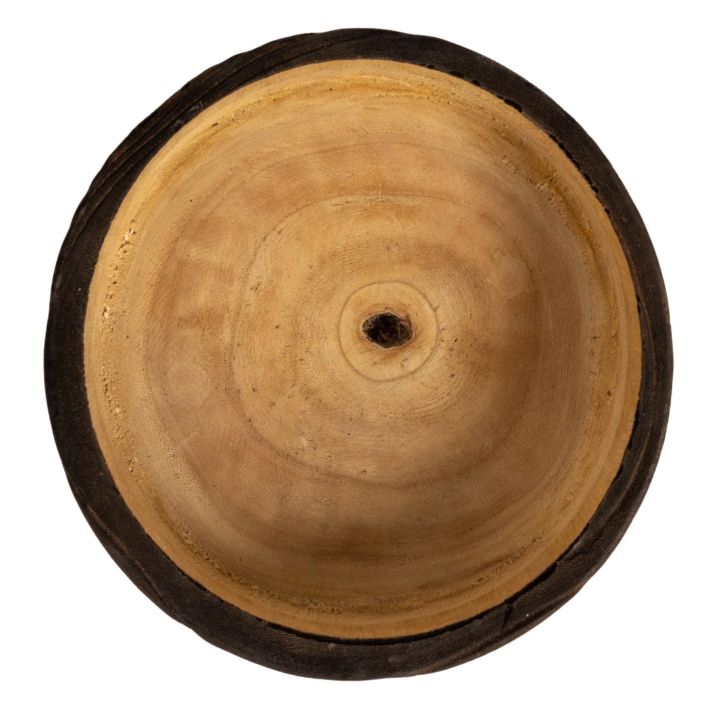 Creative Co-Op Round Paulownia Wood Decorative Bowl, Marbled Brown Finish