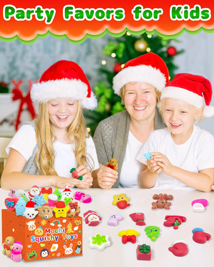 30 Pcs Christmas Squishy Toys, Party Favors Goodie Bags Stuffers for Kids, Bulk Classroom Xmas Gifts Prizes for Students, Small Stocking Stuffers Fidget Toys Treats from Teachers