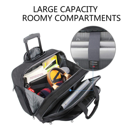 KROSER Rolling Laptop Briefcase Premium Wheeled Laptop Bag Fits Up to 17.3 Inch Laptop Water-Repellent Computer Bag Overnight Roller Case with RFID Pockets for Business/Travel/College/School/Men/Women