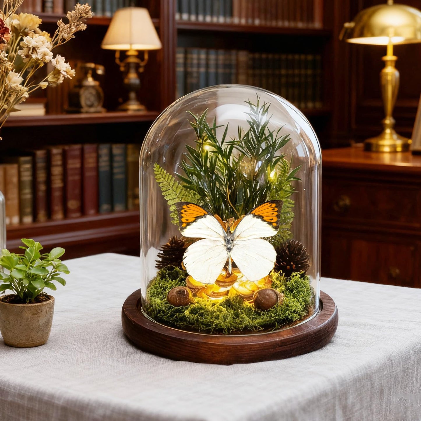 Glass Taxidermy Butterfly Shadow Box, Butterfly Gifts for Women Girls with Glass Cover, Light Up Butterfly Decor for Bedroom Office Living Room Desk (Not Include Battery)