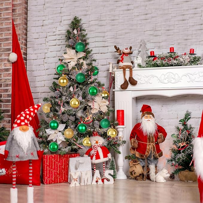 30ct Halloween Ball Ornaments, Shatterproof Halloween Tree Decorations, Perfect Hanging Ball for Indoor/Outdoor Holiday Party Decor (Green, Gold, 2.36'')