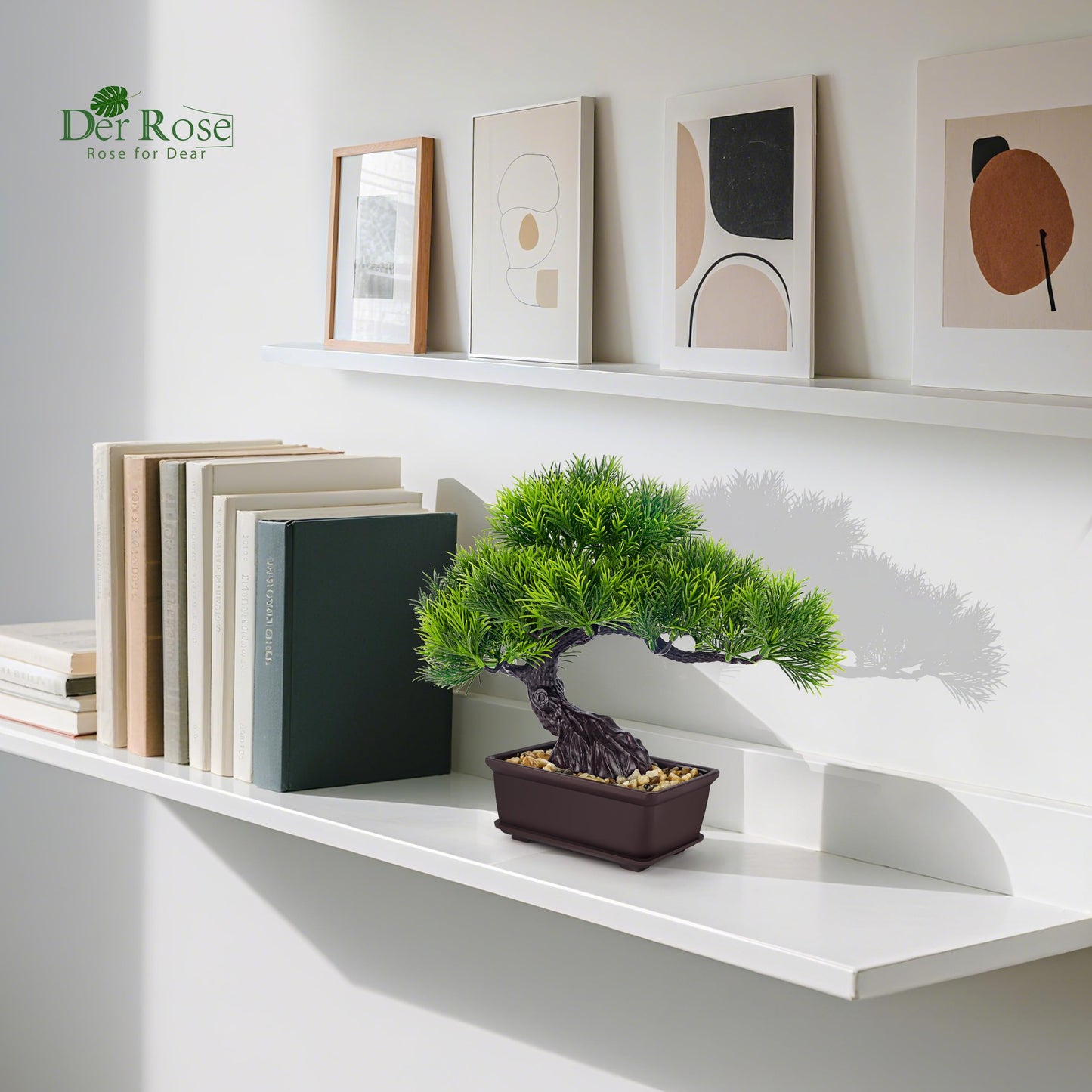 Der Rose 8 Inch Fake Plants Artificial Bonsai Tree Cedar for Home Office Desk Table Shelf Japanese Zen Decor (Pine)