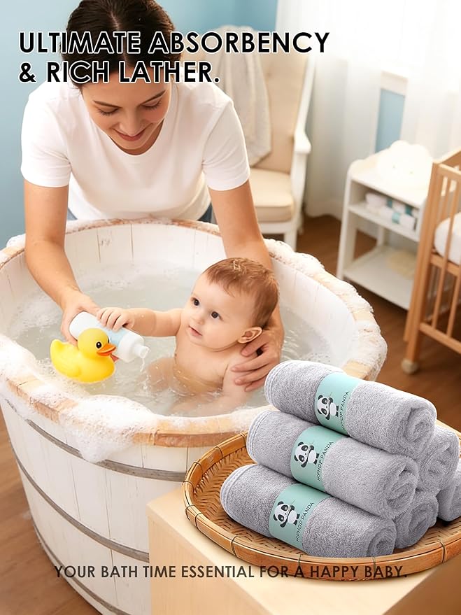 HIPHOP PANDA Baby Washcloths, Rayon Made from Bamboo