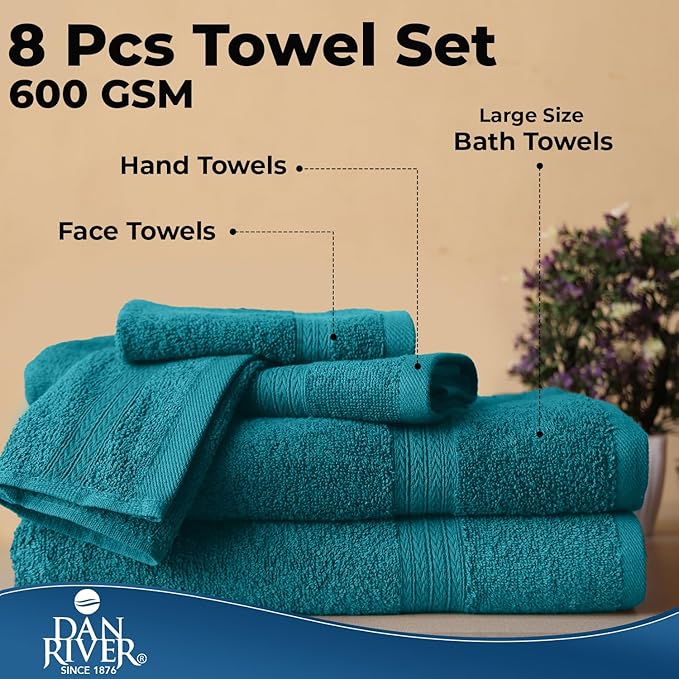 DAN RIVER 8 PC Luxury Bath Towels