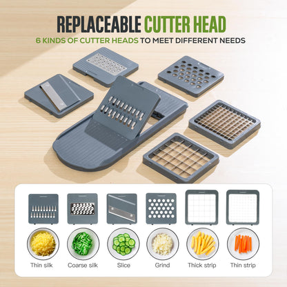 Vacream Heavy Duty 6-in-1 Vegetable Chopper & Mandoline Slicer | 6-Blade Onion Dicer Cutter with Storage Container | Kitchen Prep Tool for Meal Planning & Cooking