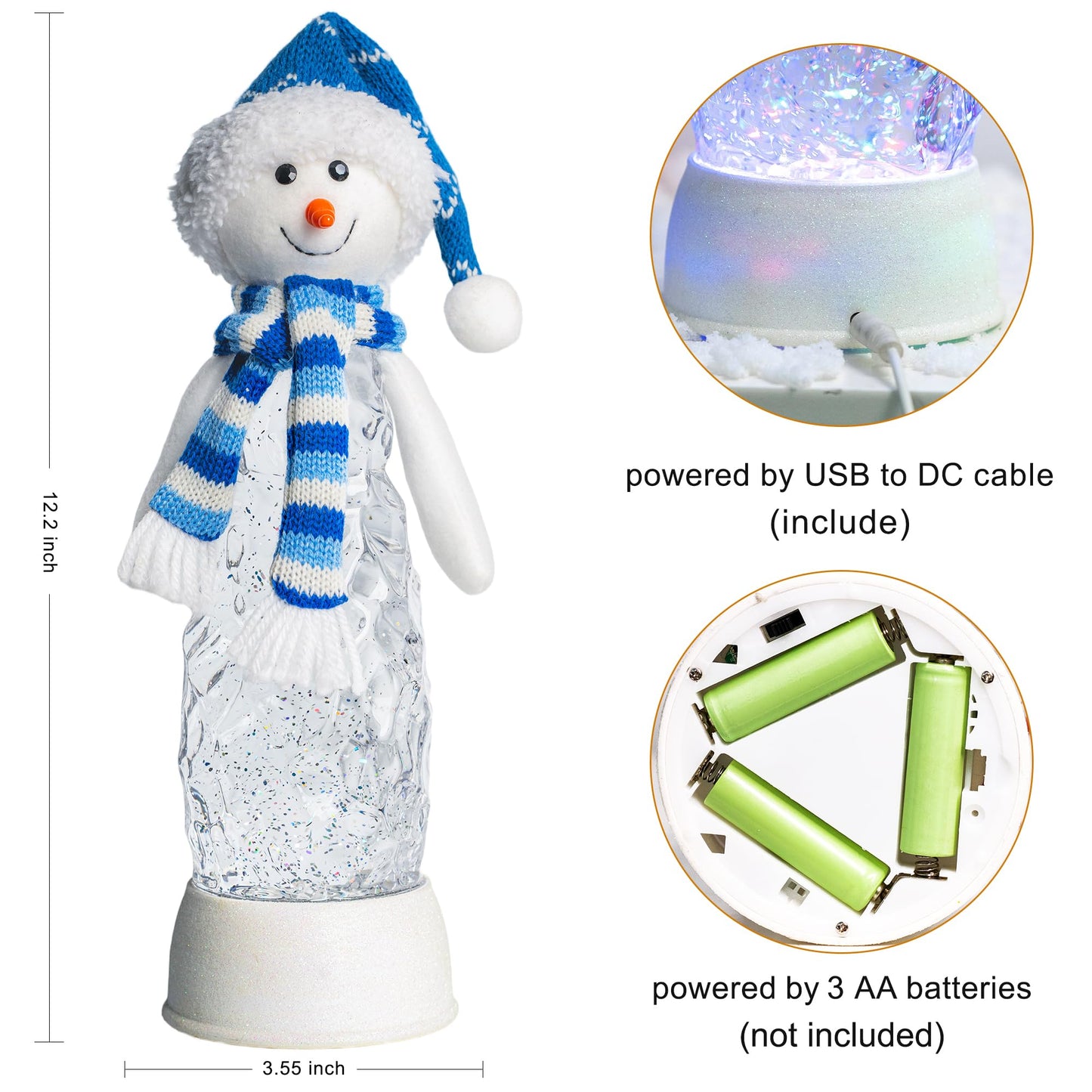Christmas Snow Globe Lantern Indoor Decor Snowman Christmas with Music,6H Timer,USB Lined/Battery Operated Lighted Lantern for Christmas Festival Decoration Gifts