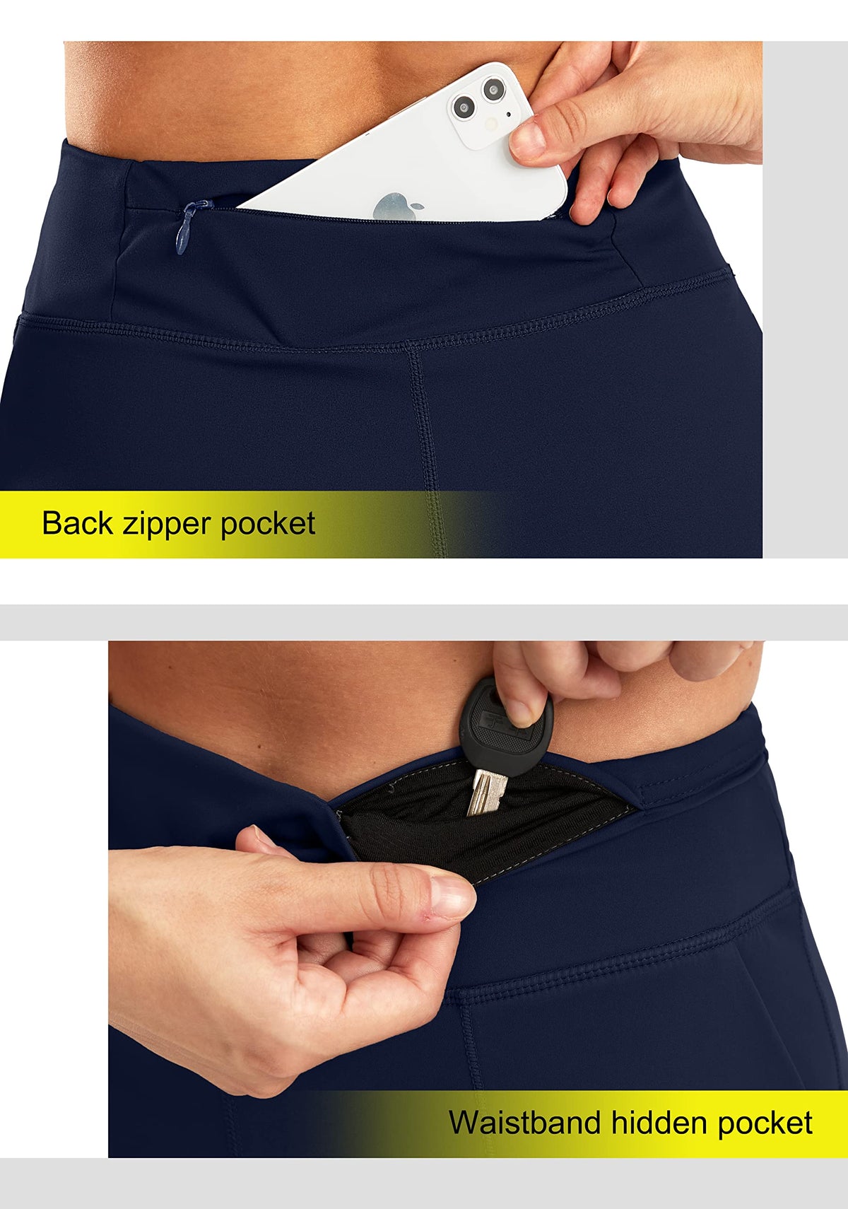 SANTINY Women's 6'' Athletic Long Shorts with 4 Pockets High Waisted Bermuda Shorts for Women Walking Running Casual (Navy_M)