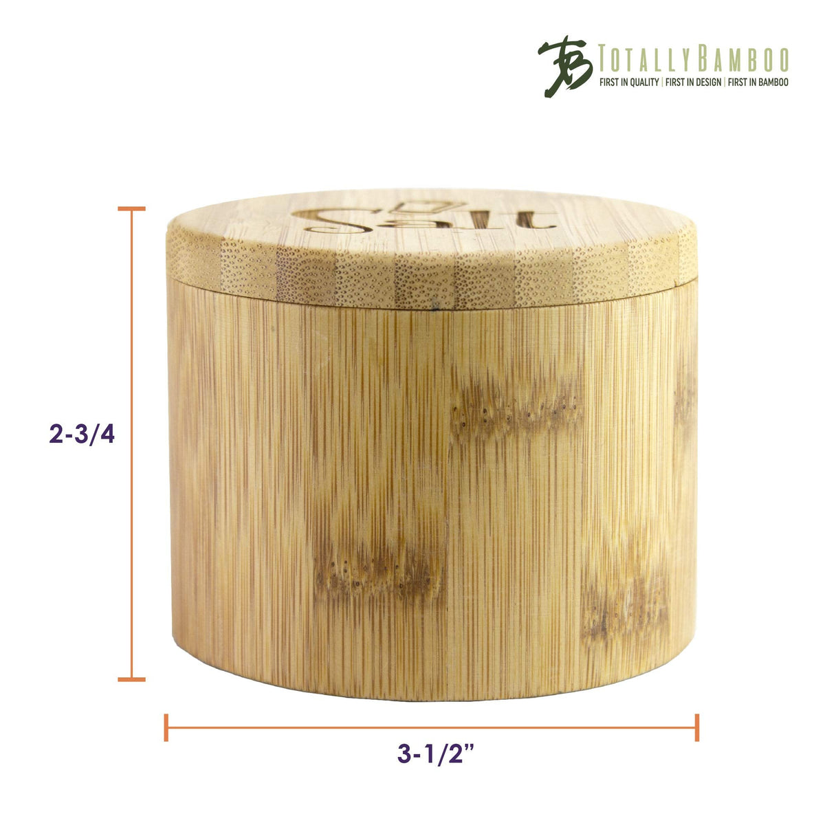 Totally Bamboo Salt Cellar Bamboo Storage Box with Magnetic Swivel Lid, 6 Ounce Capacity, Salt Engraved on Lid
