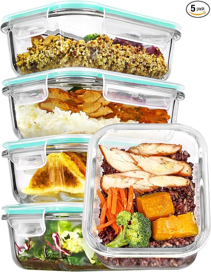 Vtopmart 5Pack 22oz Glass Storage Containers