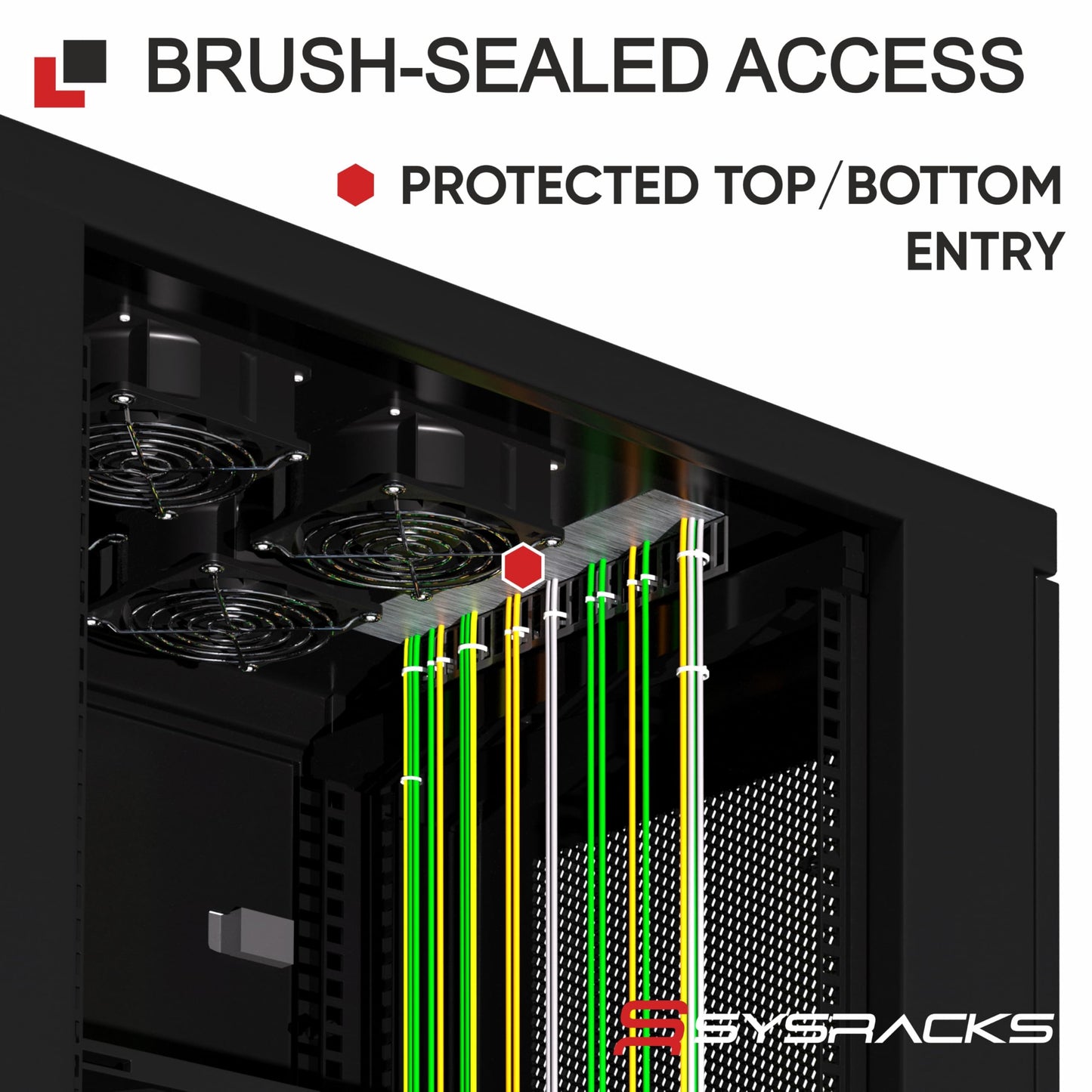 Sysracks 42U Server Rack Cabinet, 19” Floor Standing Enclosed Network Cabinet, 39” Deep IT Rack with Glass Door, 4 Fans, Temperature Control, PDU, Shelf