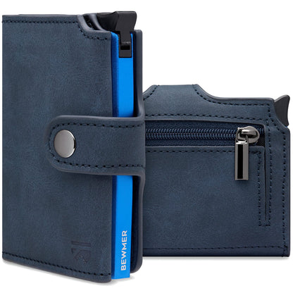 BEWMER 2 Shielded Credit Card Wallet | Anti-Cloning Protection Slim RFID Wallet for Men and Women | Card and Money Clip with Coin Holder