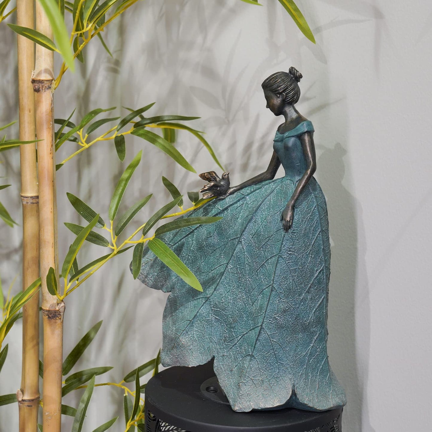 Guichifun Fairy Statue Collection Home Decoration - Leaf Angel Girls Resin Gardening Gifts for Women Statues for Garden Fairy Indoor or Outdoor Yard Figurines 5.5 x 3.25 x 8 Inch
