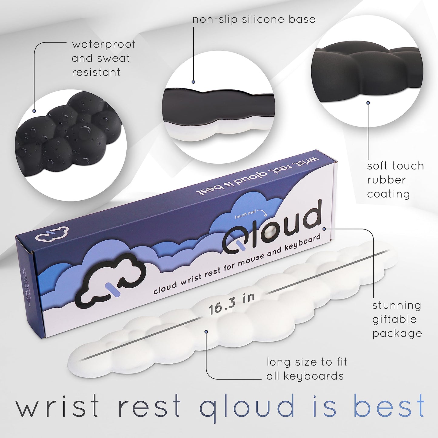 Create-ables Qloud Cloud Wrist Rest Keyboard Wrist Rest for Computer Keyboard Pad, Cloud Keyboard Wrist Rest, Wrist Pad for Keyboard, Memory Foam, Non Slip Base, Comes with Mouse Pad - Yellow