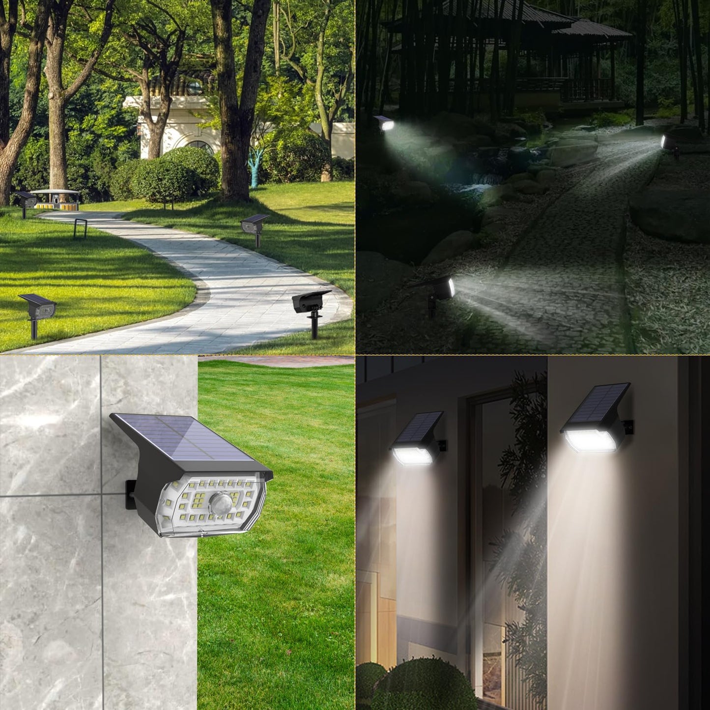 Solar Motion Sensor Lights Outdoor - 43LED Solar Spotlights 650LM, Cold White 650K IP65 Waterproof Wireless, Yard Driveway Walkway2 Pack