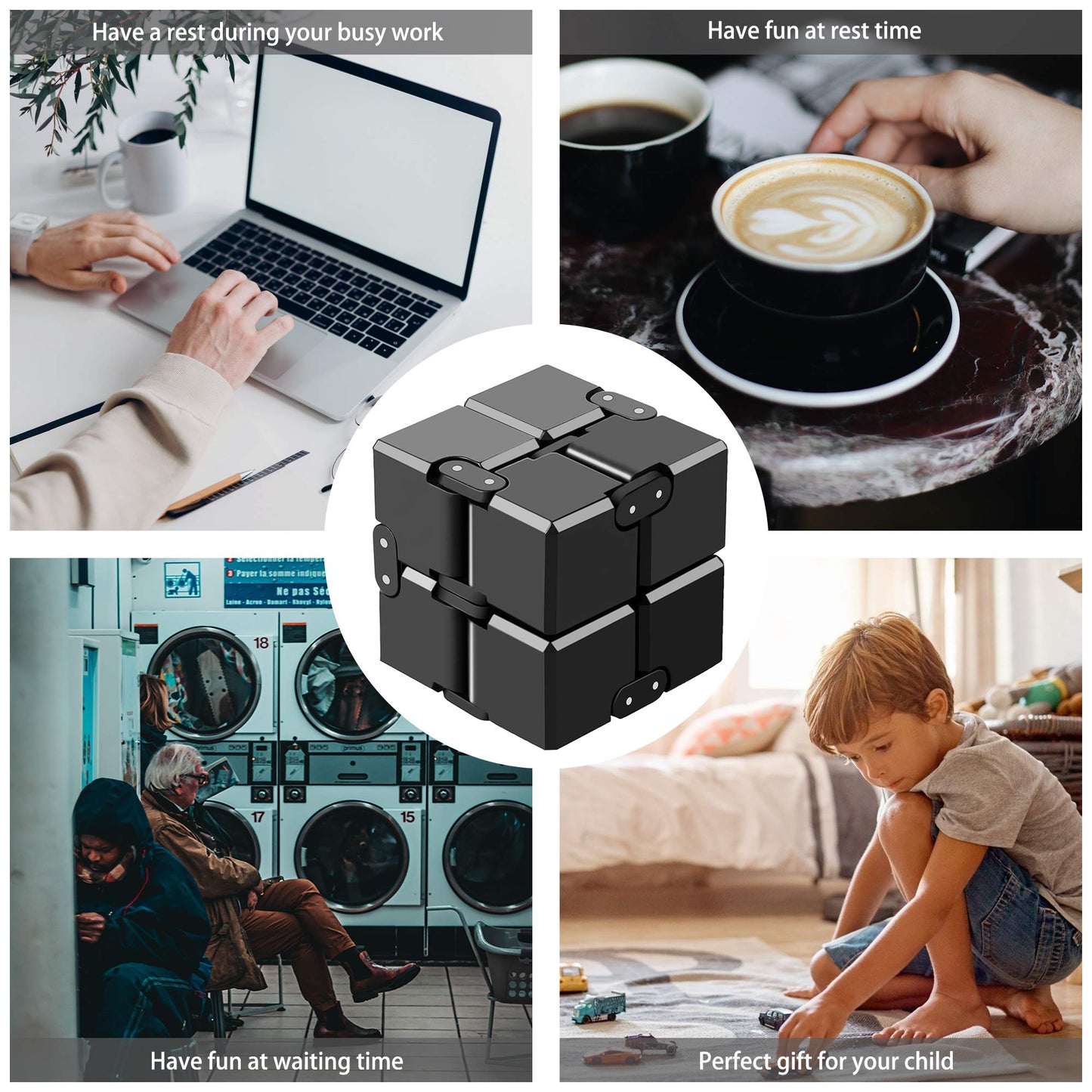 Funxim Infinity Cube Fidget Toy Cube suitable for Adults & Kids, New Version Fidget Finger Toy Stress and Anxiety relief, Killing Time Fidget Toys Infinite Cube