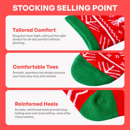 Giggling Getup 6 PCS Winter Christmas Socks for Women Men, Warm Soft Novelty Crew Socks for Women Holiday, Birthday Gift, Christmas Party Gifts for Xmas