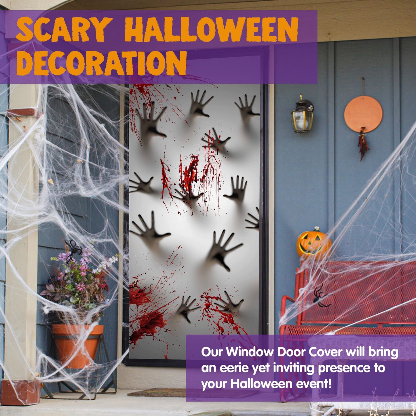 JOYIN 3 Pcs 30”x72” Door Covers Halloween Decorations Indoor, Haunted House Stickers Party Supplies Favors Home Decor Garage Window Wall Zombie Hands