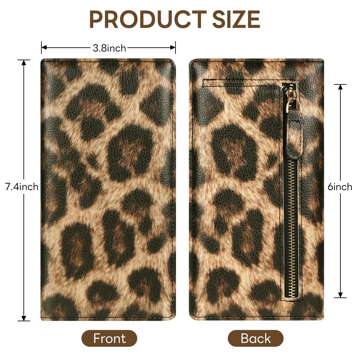 Handlein Womens Wallet, Extra Slim RFID Wallets, Leather Bifold Clutch Billfold Purse, with 11 Card Slots & ID Window, Cute Credit Card Holder Purse for Ladies Girls (Leopard Print)