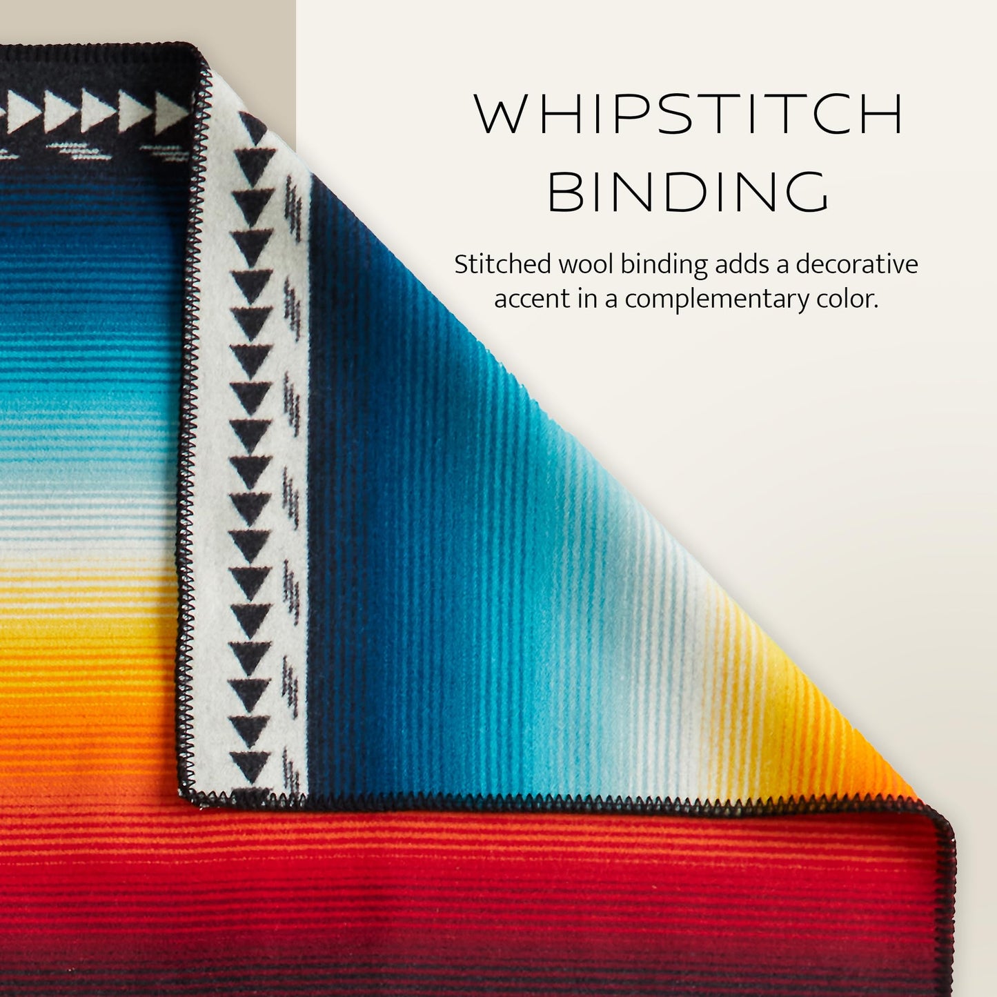 Pendleton Jacquard Unnapped Blanket 64" x 80" - Wool Cotton, Reversible, Lightweight, Soft, Ultrasuede Binding, Packable Throw for Home and Travel - Fire Legend Sunset