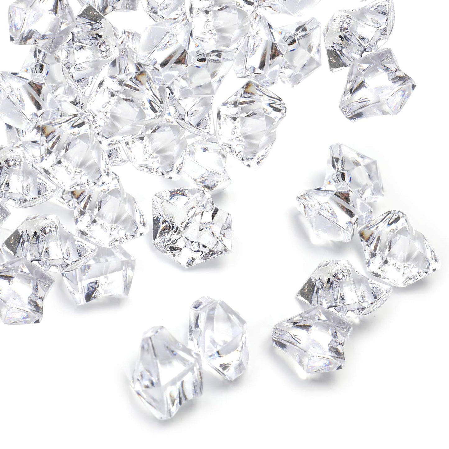 Jucoan 1000 PCS Fake Ice Cubes, 4.5 lbs 1 Inch Irregular Acrylic Crushed Ice Rocks Vase Fillers for 2-3 Quart Vase, Artificial Crystals Diamond Gems for Table Scatters, Wedding Party Centerpieces