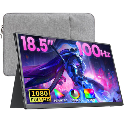 Portable Monitor 15.6" FHD 85% sRGB 60Hz IPS HDR HDMI USB-C Travel Monitor for Laptop MacBook PC Surface PS5 Xbox, External Display with Cover & Speakers, VESA Compatible