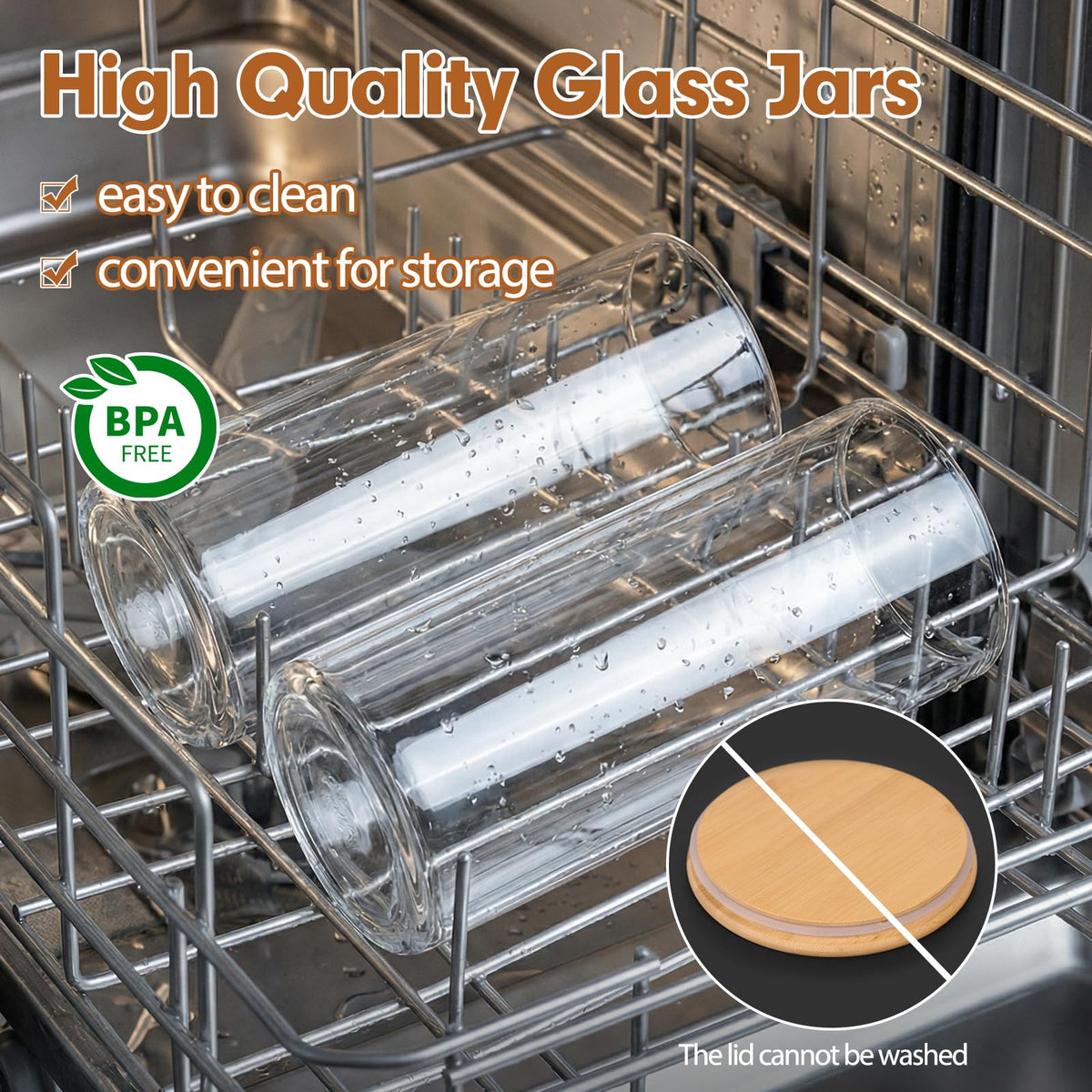 Moretoes 3 Pack 2qt Glass Storage Containers with Bamboo Press Lids, Large Airtight Food Storage Jars for Pantry, Flour, Sugar, Dry Goods
