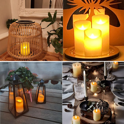Biyanuo LED Candles, Flameless Battery Candles 4" 5" 6", Real Wax Pillars with 10 Key Remote Control and 24 Hour Timer (Ivory, 3 Pack)