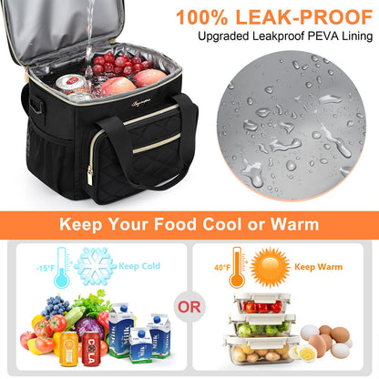 Lunch Bag Women,Insulated Lunch Box Teen Girls Leakproof Lunch Tote Reusable Cooler Bag for Adult School Work Office Picnic Hiking Beach City Walk