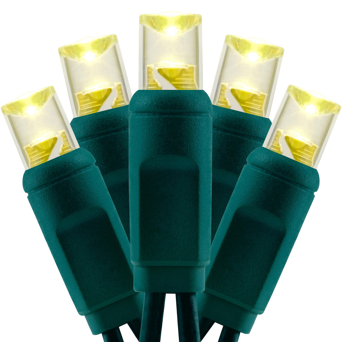 YULETIME 140 Warm White Christmas Lights, 2-Set 24 ft 70 One-Piece 5mm LED