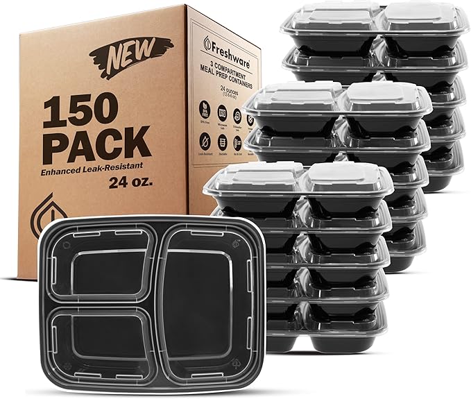 Freshware Meal Prep Containers 3 Compartment