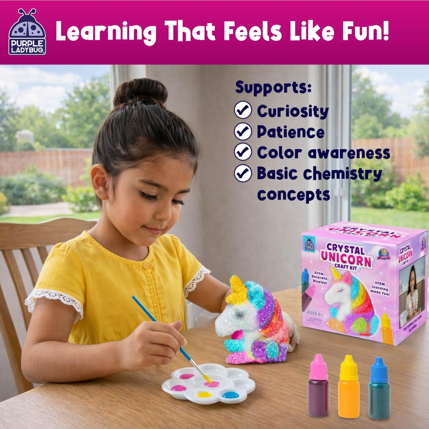 Crystal Growing Kit-Birthday Gifts for Kids Ages 8 9 10 11 12, Crystal Making Experiment for Girls, Grow Your Own Unicorn Crystal, STEM Kit for Girls, Fun Summer Vacation Science Activity for Kids