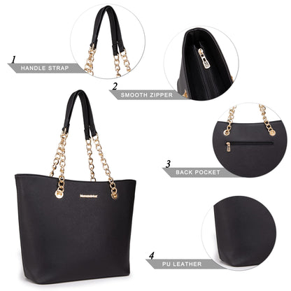 Montana West Tote Bag for Women Satchel Handbags, Ladies Top Handle Purse, B-black, M