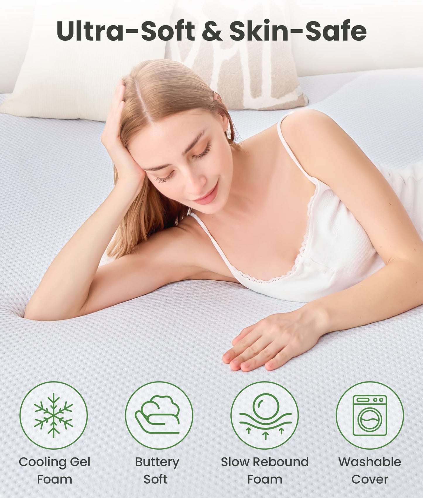 SINWEEK 3 Inch Memory Foam Mattress Topper Full Size with Breathable Bamboo Cover, Pressure Relief Mattress Pad to Revitalize Old or Sagging Beds, Non-Slip and Machine Washable for Easy Care