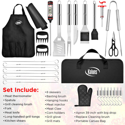 Kaluns BBQ Accessories, Complete Grill Set Grilling Gifts, 40 Pcs Premium Heavy Duty Stainless Steel Barbecue Grill Accessories for Outdoor Grill, Mens Valentines Day Gifts for Him