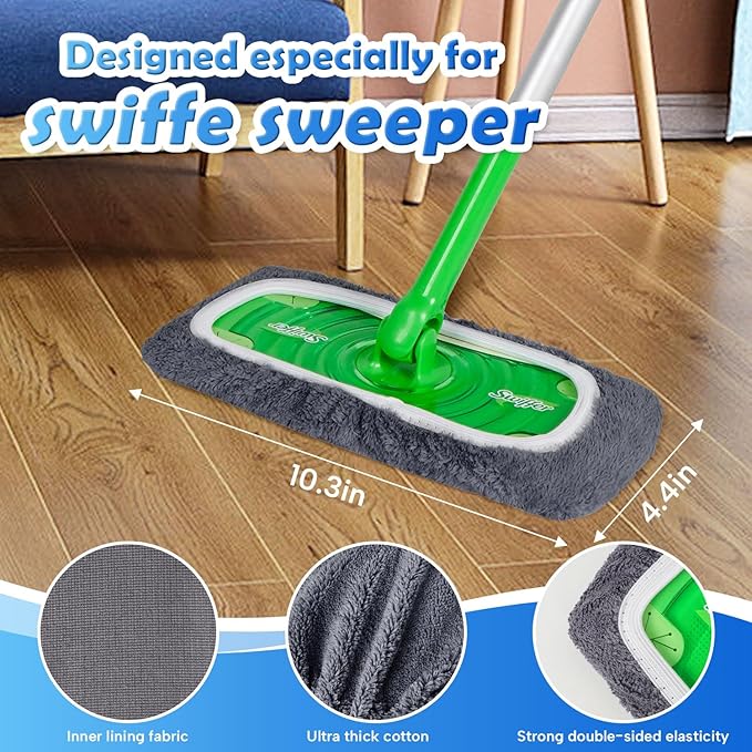 8 Pack Reusable Microfiber Mop Pads Compatible