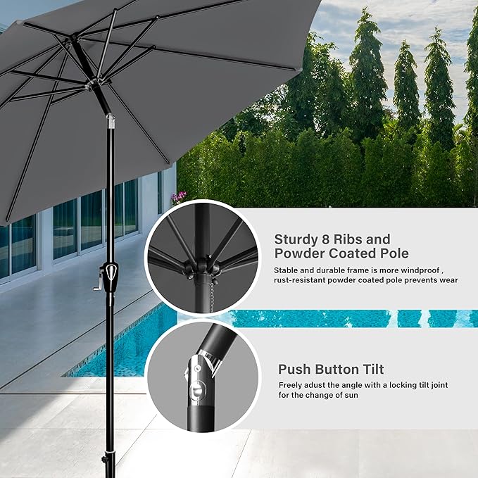 Simple Deluxe 9' Patio Umbrella Outdoor Table Market Yard Umbrella with Push Button Tilt/Crank